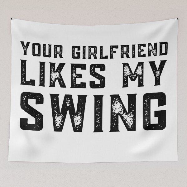 Item preview, Your Girlfriend Likes My Swing : Retro Funny Meme Quote BaseBall Softball : Text Texture designed and sold by MokonoKokoro.
