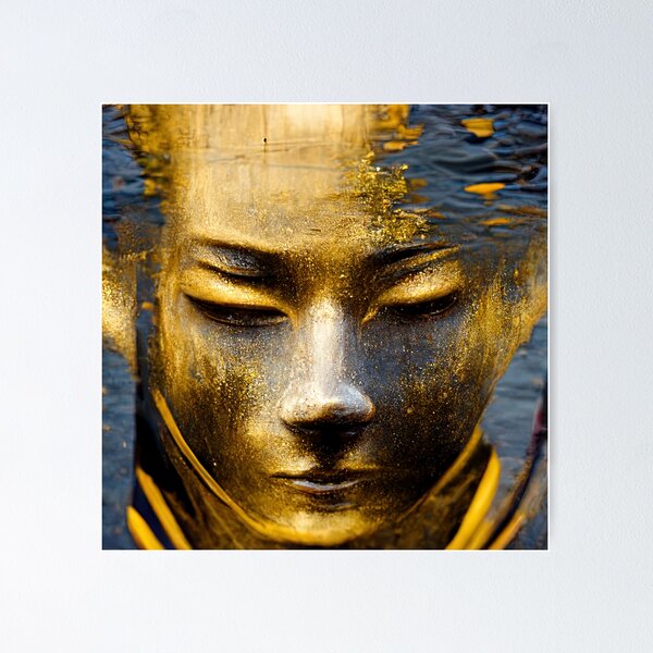 Item preview, Golden Buddha statue levitating canal in Venice designed and sold by osssoconcept.