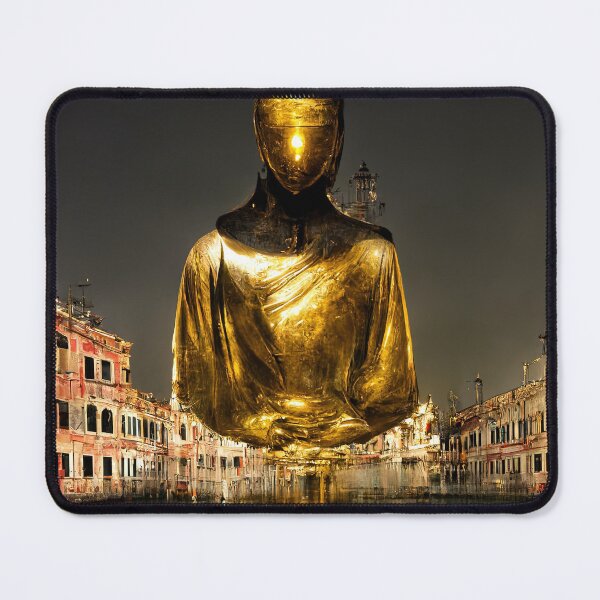 Item preview, Golden Buddha statue levitating canal in Venice designed and sold by osssoconcept.