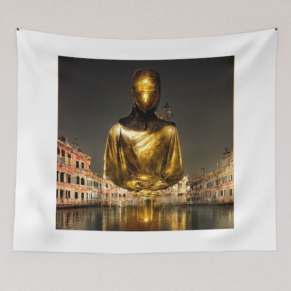 Item preview, Golden Buddha statue levitating canal in Venice designed and sold by osssoconcept.