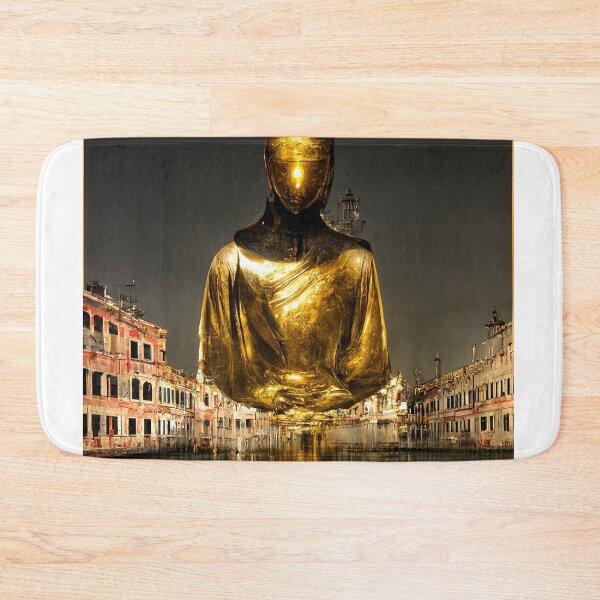 Item preview, Golden Buddha statue levitating canal in Venice designed and sold by osssoconcept.