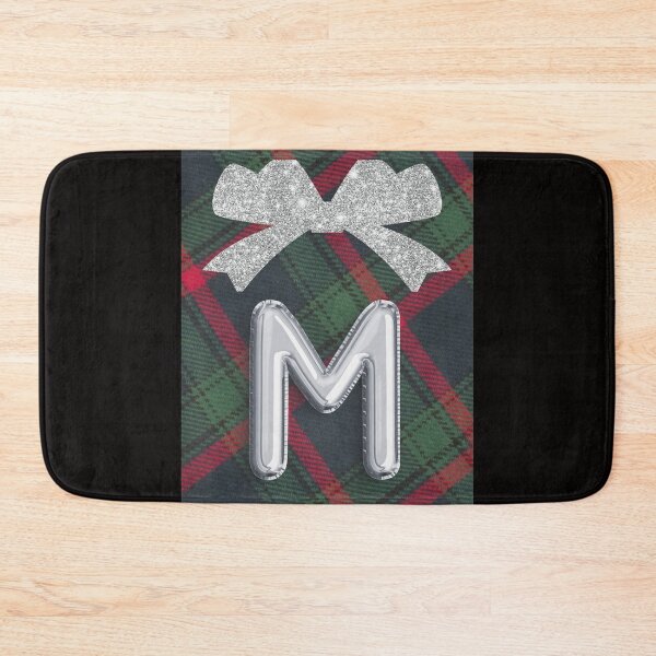 Item preview, Glorious Red and Green Plaid with  Glittering Bow and Puff Initial-M designed and sold by SunMoonBeyond.