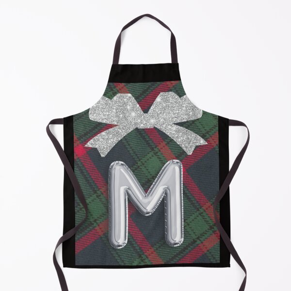 Item preview, Glorious Red and Green Plaid with Glittering Bow and Puff Initial-M designed and sold by SunMoonBeyond.