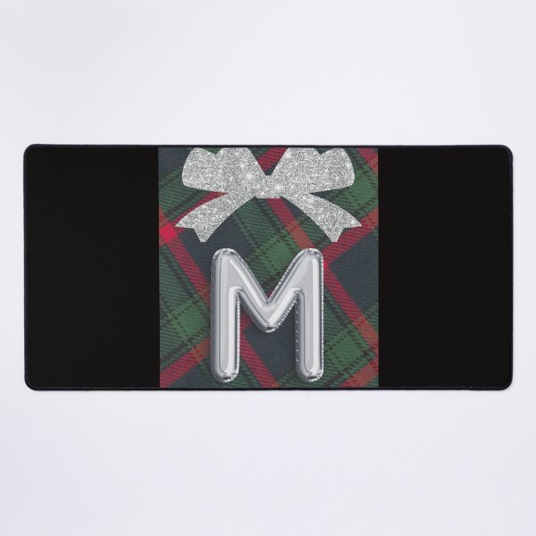Item preview, Glorious Red and Green Plaid with  Glittering Bow and Puff Initial-M designed and sold by SunMoonBeyond.