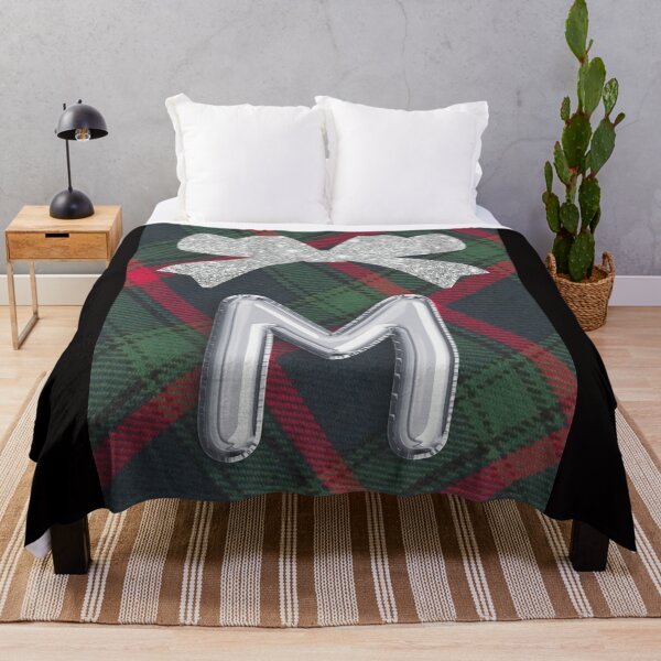 Item preview, Glorious Red and Green Plaid with Glittering Bow and Puff Initial-M designed and sold by SunMoonBeyond.