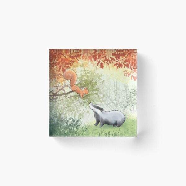 Item preview, Badger and squirrel - forest friends  designed and sold by Whimsicolourart.