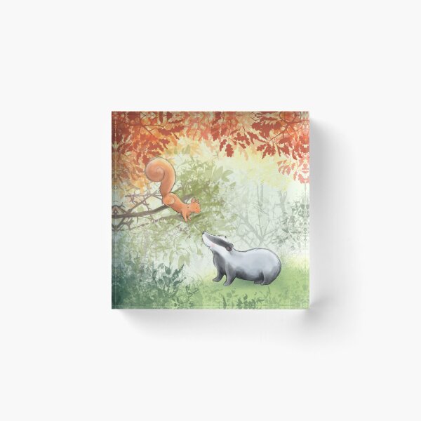 Item preview, Badger and squirrel - forest friends  designed and sold by Whimsicolourart.