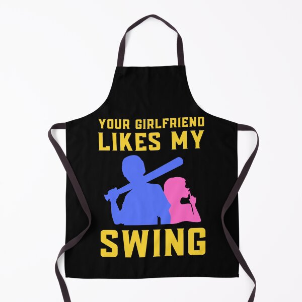 Item preview, Your Girlfriend Likes My Swing : Retro Funny Meme Quote BaseBall Softball : Bat and Girl Art designed and sold by MokonoKokoro.
