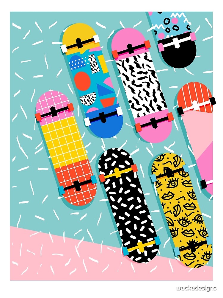 Omigod - 80s retro memphis skateboards pattern sports trendy