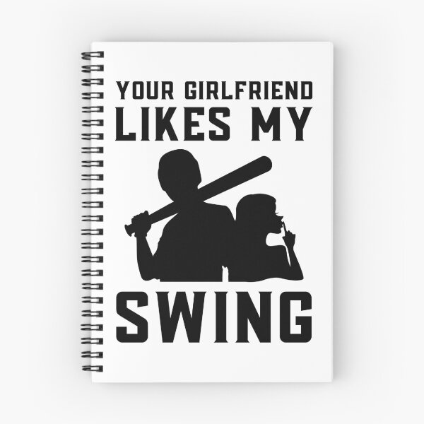 Item preview, Your Girlfriend Likes My Swing : Retro Funny Meme Quote BaseBall Softball : Bat and Girl Art designed and sold by MokonoKokoro.