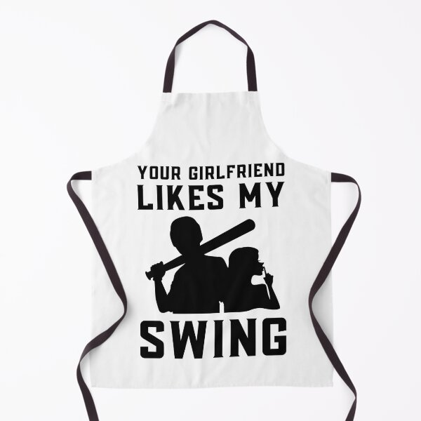 Item preview, Your Girlfriend Likes My Swing : Retro Funny Meme Quote BaseBall Softball : Bat and Girl Art designed and sold by MokonoKokoro.