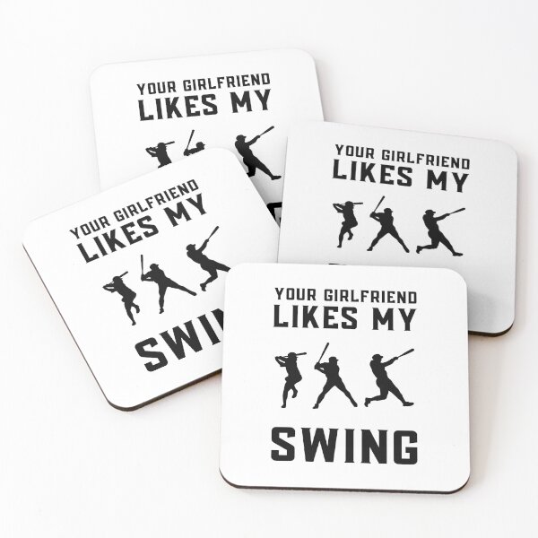 Item preview, Your Girlfriend Likes My Swing : Retro Funny Meme Quote BaseBall Softball : Swing Swing! Swing!! designed and sold by MokonoKokoro.
