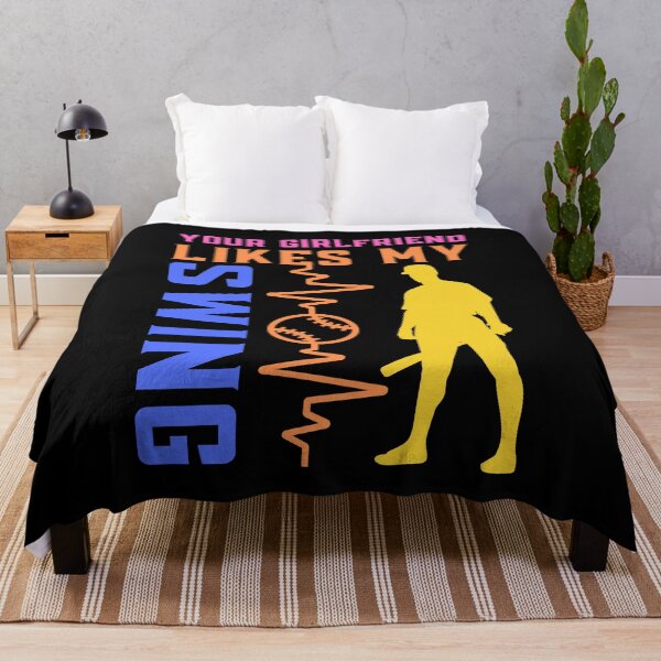 Item preview, Your Girlfriend Likes My Swing : Retro Funny Meme Quote BaseBall Softball : Swing Signal Art designed and sold by MokonoKokoro.