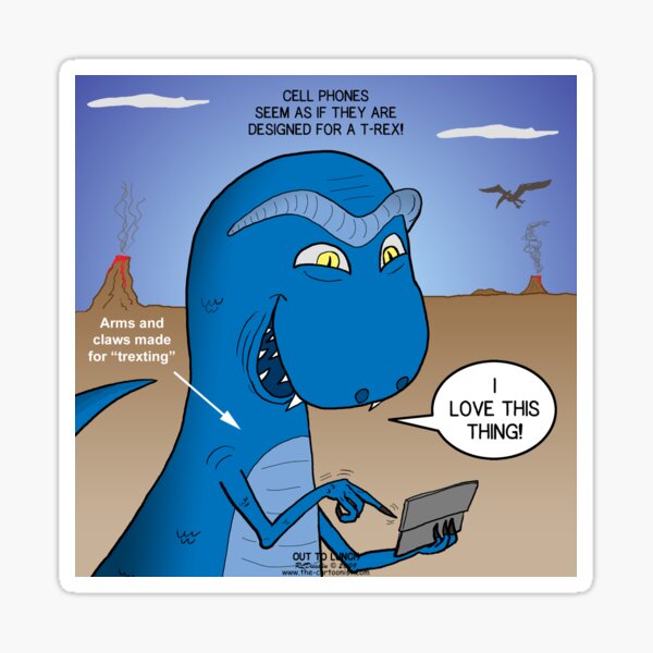 T-Rex Mobile Cell Phone and Texting or T-rexting Sticker