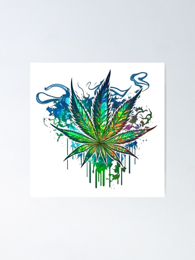 Colorful Paint Cannabis Leaf with transparent background Poster for Sale  by studio-omg