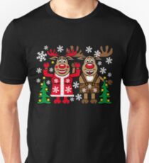 51 Deer Reindeer Rudolph with Mrs. Rudolphine Christmas Family Unisex T-Shirt