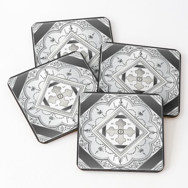 Item preview, Greek Orthodox Cross Silver Black Ornate designed and sold by Yiorgos Designs.