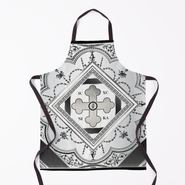 Item preview, Greek Orthodox Cross Silver Black Ornate designed and sold by Yiorgos Designs.