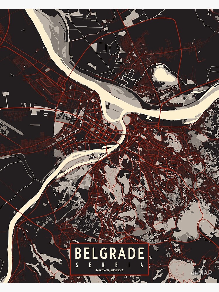 Belgrade City Map Of Serbia Vector Poster For Sale By DeMAP Redbubble   Flat,750x,075,f Pad,750x1000,f8f8f8 