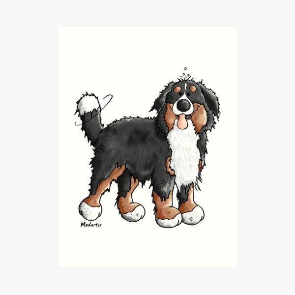"Happy Bernese Mountain Dog Comic Dogs Cartoon Gift Funny