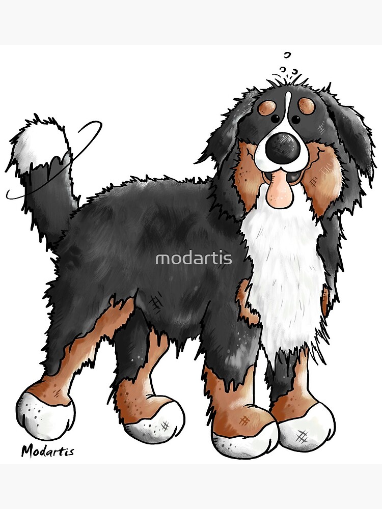 "Happy Bernese Mountain Dog Comic Dogs Cartoon Gift Funny