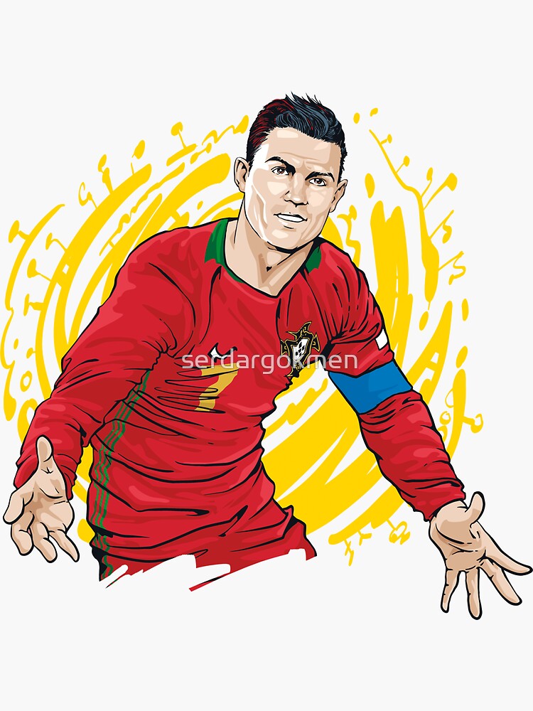 Ronaldo #7 POR Red Green 22 Football Jersey Sticker for Sale by Millustgfx