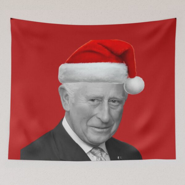 Item preview, King Charles Christmas Hat Funny Portrait Poster designed and sold by Teetans.