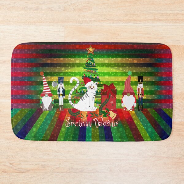 Item preview, Cat with the Present "Sretan Božić" designed and sold by MC Art Studio.