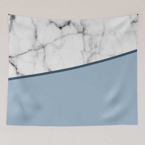 Item preview, Real White Marble Half Ocean Grey Steel Blue designed and sold by 5mmpaper.