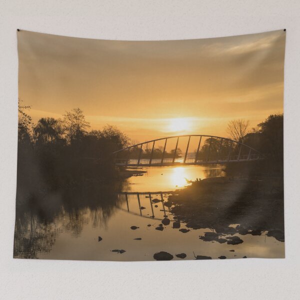 Item preview, Gold and Amber Sunrise - Mimico Creek Pedestrian Bridge Toronto Canada designed and sold by Georgia Mizuleva.