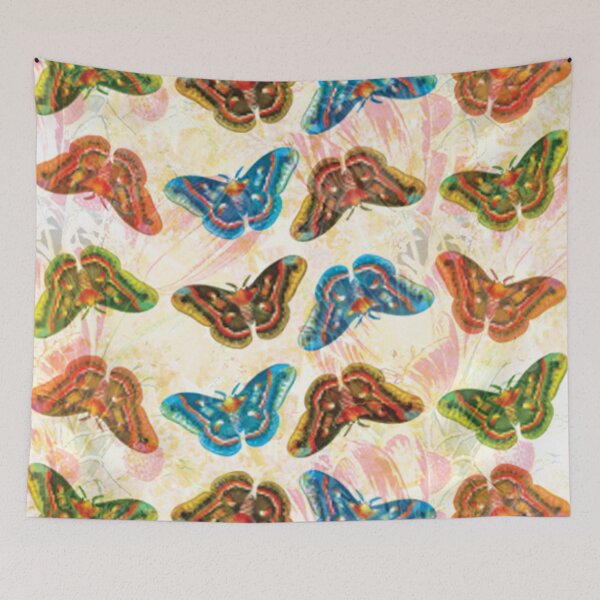 Item preview, Mariposas coloridas de fantasía sobre fondo de capullos de rosa transparente brillante designed and sold by BeInTouch.
