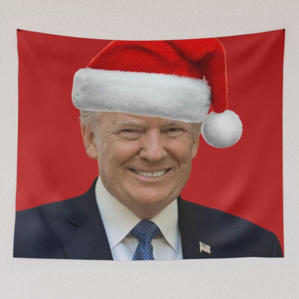 Item preview, Donald Trump Christmas Hat Funny Portrait Poster designed and sold by Teetans.