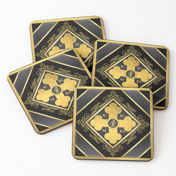 Item preview, Greek Orthodox Cross Gold Trim Ornate ICXC NIKA designed and sold by Yiorgos Designs.