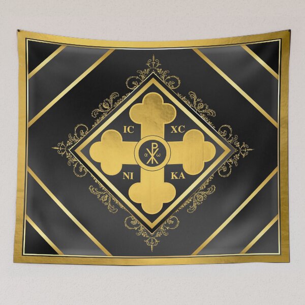 Item preview, Greek Orthodox Cross Gold Trim Ornate ICXC NIKA designed and sold by Yiorgos Designs.