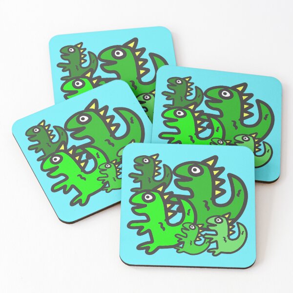 Item preview, Dino Dinosaurs T- Rex Boogie Family set light blue background- designed and sold by Karen Ekdahl.