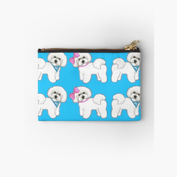 Artikelvorschau, Bichon Frise Hunde auf Immergrün blau entworfen und verkauft von MagentaRose.
