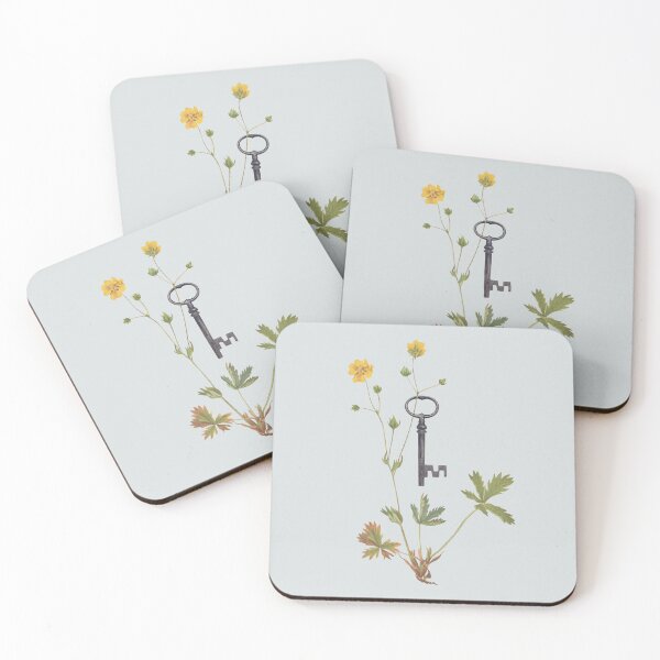 Item preview, Minimal collage botanical vintage key designed and sold by Frida Floral Studio.