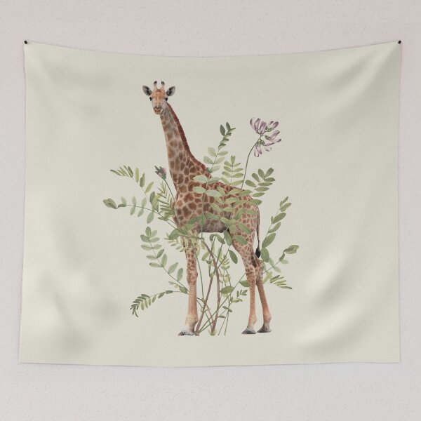 Item preview, Minimal collage floral giraffe designed and sold by Frida Floral Studio.