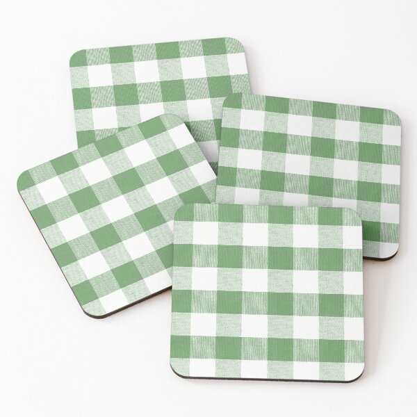 Item preview, Dark lime green gingham fabric pattern designed and sold by coverinlove.