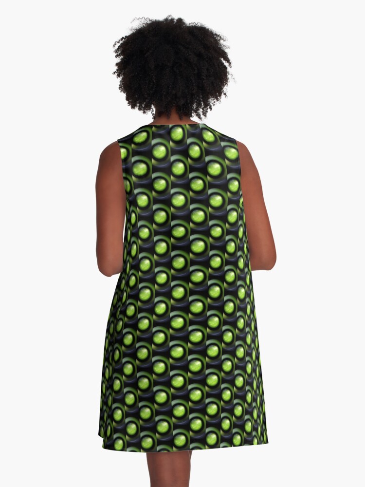 Thumbnail 3 of 4, A-Line Dress, The Green Eyed Staring Eye designed and sold by kinkatstyle.