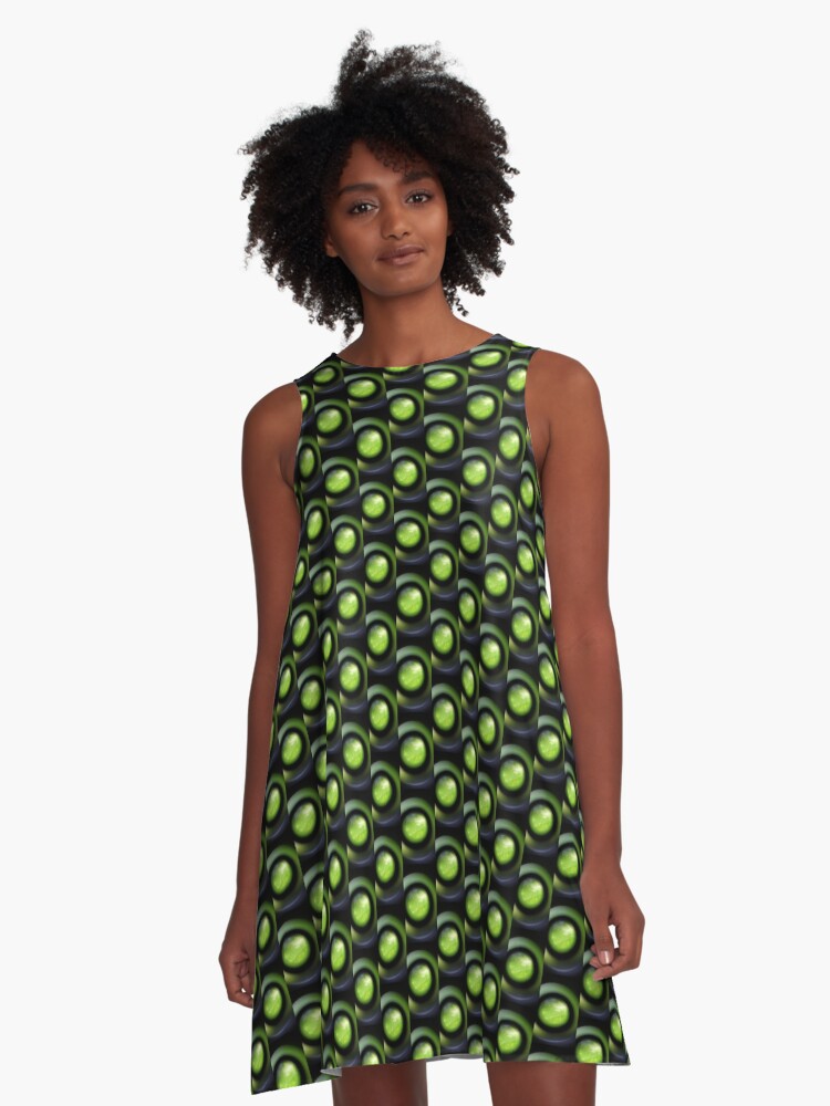 Thumbnail 1 of 4, A-Line Dress, The Green Eyed Staring Eye designed and sold by kinkatstyle.