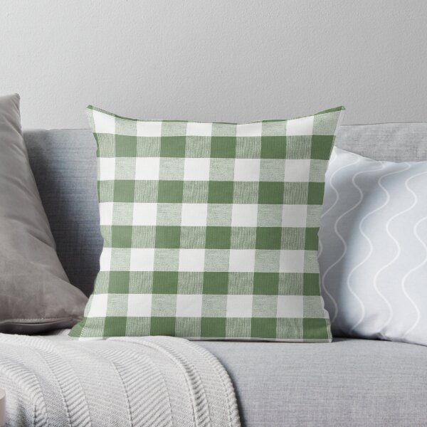 Green cheap gingham pillow