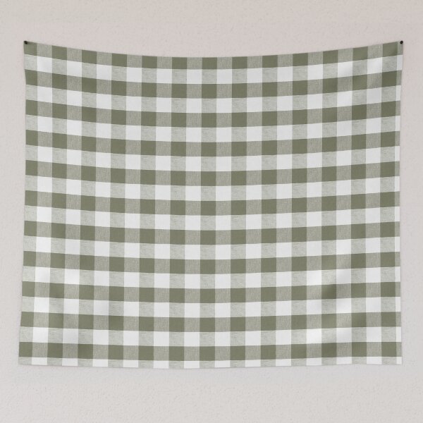 Item preview, Olive green mayfly colored gingham fabric pattern designed and sold by coverinlove.