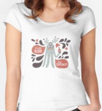 Cute and Creepy Vampire illustration...with a cupcake Women's Fitted Scoop T-Shirt