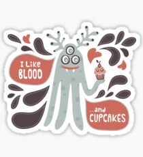 Cute and Creepy Vampire illustration...with a cupcake Sticker