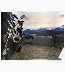 Motorcycles and Mountains Poster