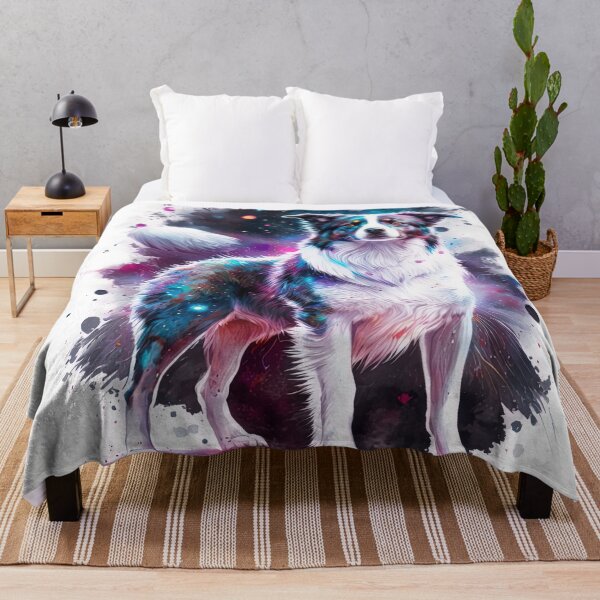 border collie space Throw Blanket
