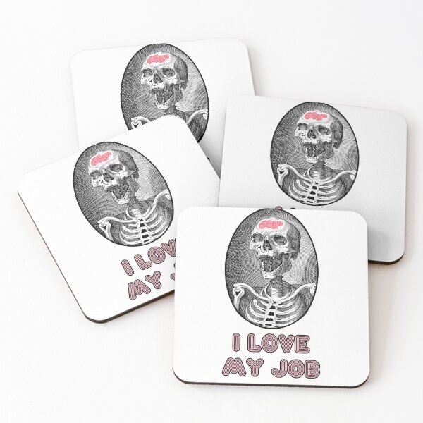 Item preview, 'I Love my Job' Skull Design - Retro Illustration Design for T-shirts, mugs, phone cases and other accessories designed and sold by Ridiculam Toga.