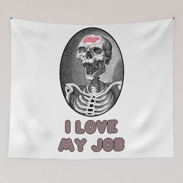 Item preview, 'I Love my Job' Skull Design - Retro Illustration Design for T-shirts, mugs, phone cases and other accessories designed and sold by Ridiculam Toga.