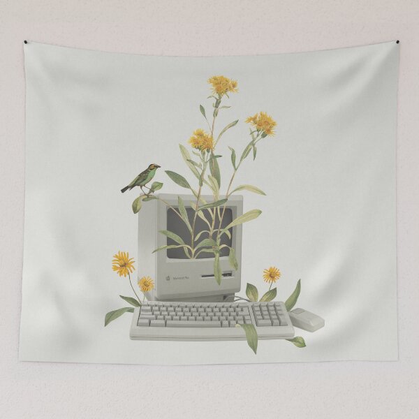 Item preview, Minimal collage floral vintage computer designed and sold by Frida Floral Studio.
